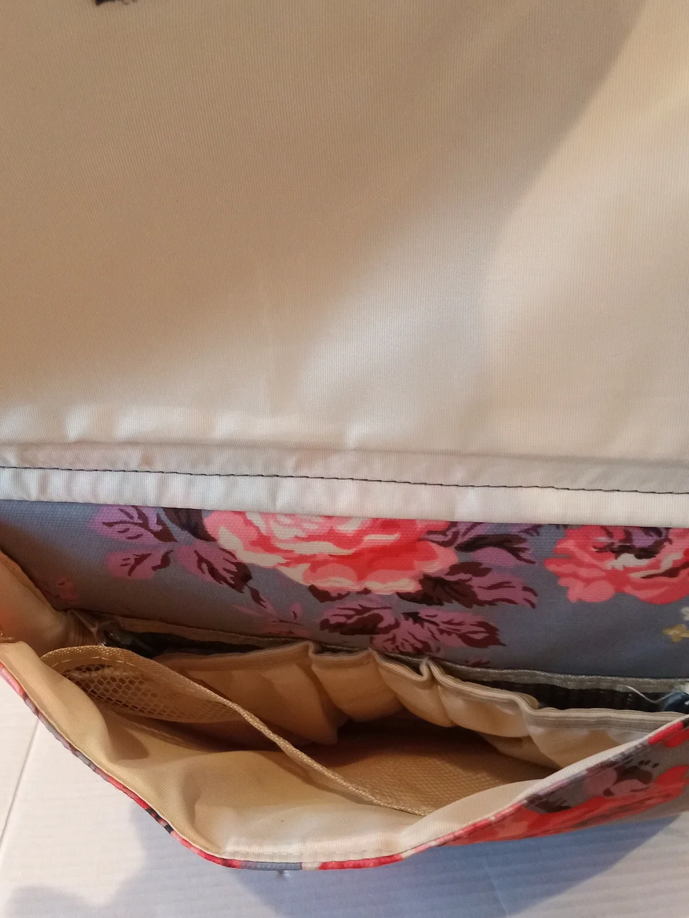 Kaom Floral Roses Gray & Pink Women’s Tote Diaper Bag Backpack